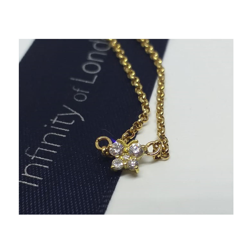 Ciondolo Pendente con Collana Girocollo Farfalla in Oro Giallo 18ct con Diamanti Brillanti - PX996