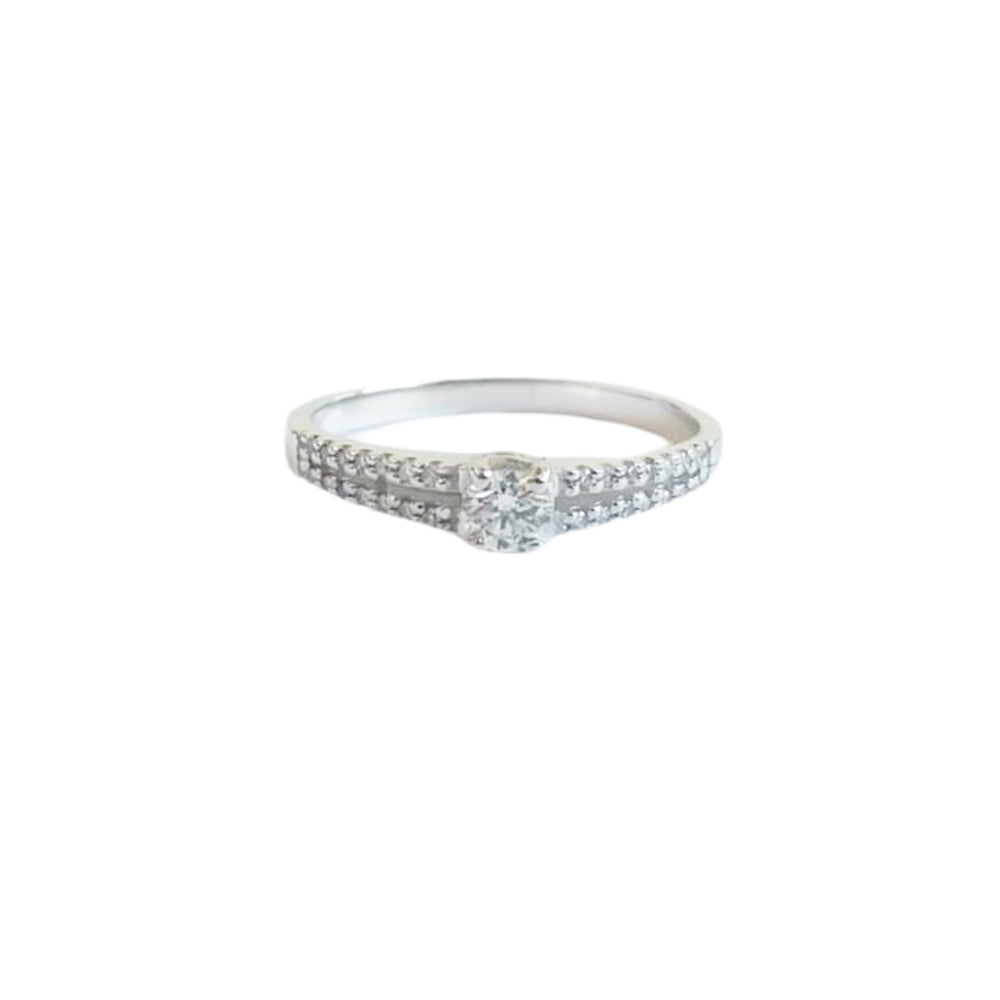 Anello di fidanzamento Solitario Composto con diamanti in Oro Bianco 18ct - RB030