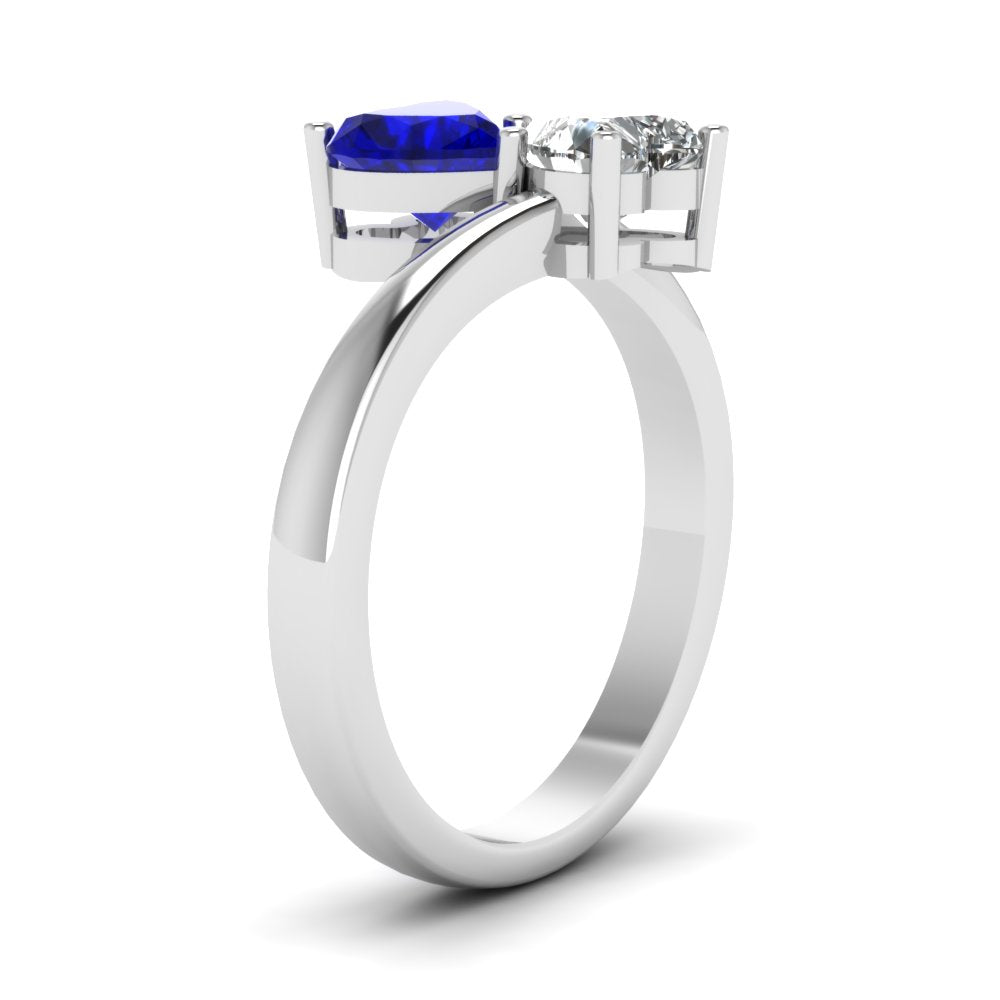Anello di fidanzamento Solitario con Zaffiro Blu e Diamante Cuore - RDM1