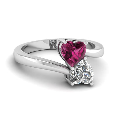 Anello di fidanzamento Solitario con Zaffiro Rosa e Diamante Cuore - RDM1