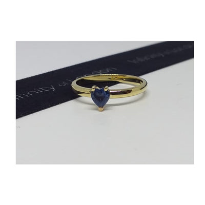 Anello fidanzamento solitario con zaffiro blu 0.25ct cuore in Oro giallo 9ct - RX989