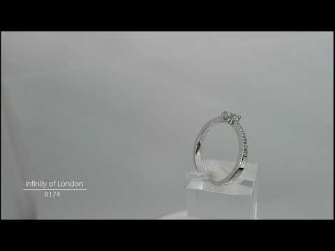 Anello di fidanzamento solitario composto con diamanti sul gambo in Platino - R174