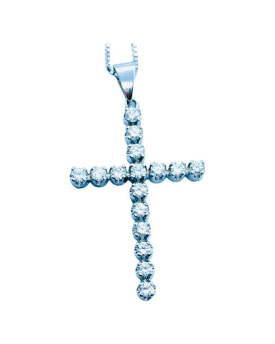 Pendente Croce con diamanti in Oro Bianco 18ct - CR001