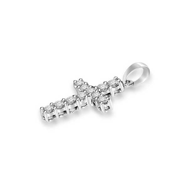 Pendente Croce con diamanti in Oro Bianco 18ct - P106