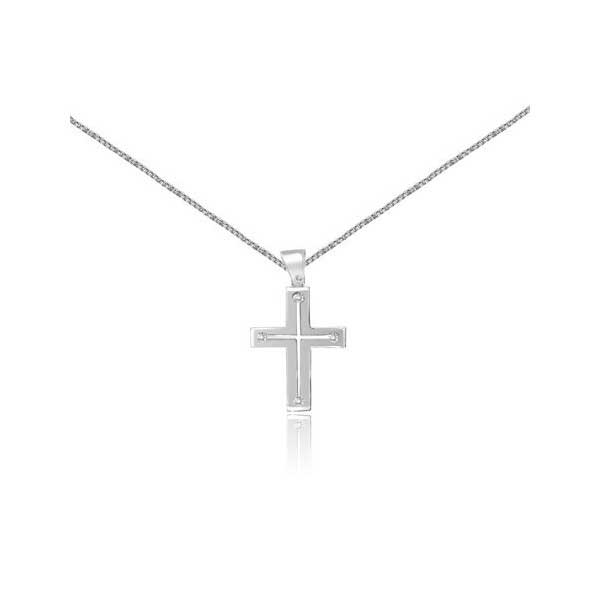 Pendente Croce con diamanti in Oro Bianco 18ct - P136