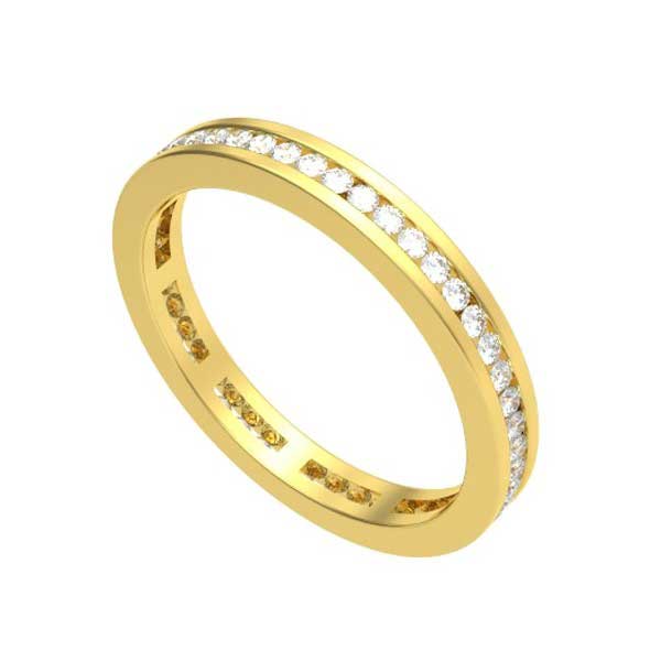 Anello Veretta Full con Diamanti in Oro Giallo 18ct - R241