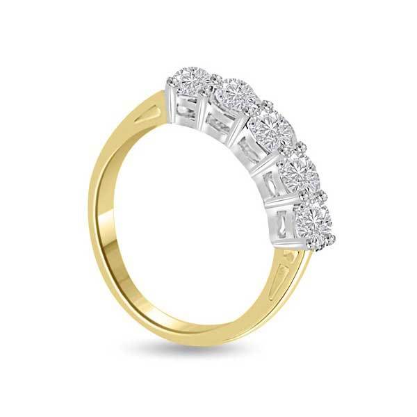 Anello Mezza Veretta con diamanti in Oro Giallo 18ct - R110