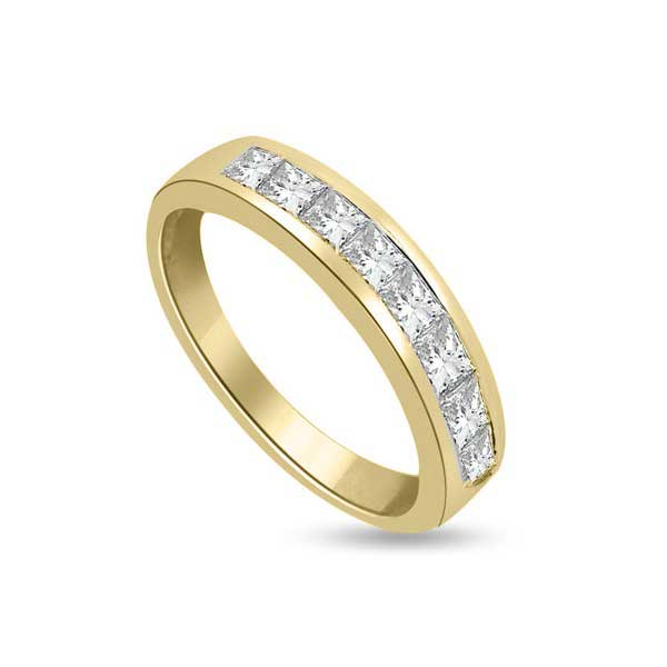 Anello Mezza Veretta con Diamanti in Oro Giallo 18ct - R142