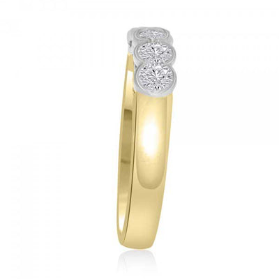 Anello Mezza Veretta con diamanti in Oro Giallo 18ct - R160