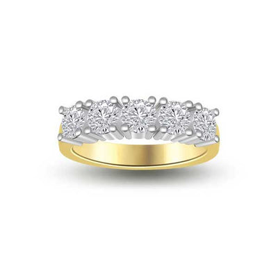 Anello Mezza Veretta con diamanti in Oro Giallo 18ct - R170
