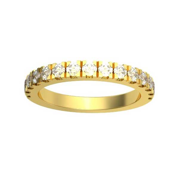 Anello Mezza Veretta con diamanti in Oro Giallo 18ct - R245
