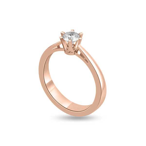 Anello di fidanzamento solitario con diamante in Oro Rosa 18ct - R102