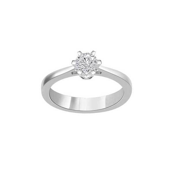 Anello di fidanzamento solitario con diamante in Oro Bianco 18ct - R102
