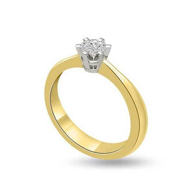 Anello di fidanzamento solitario con diamante in Oro Giallo 18ct - R136