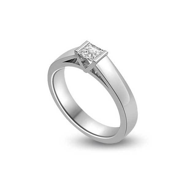 Anello di fidanzamento solitario con diamante in Oro Bianco 18ct - R172