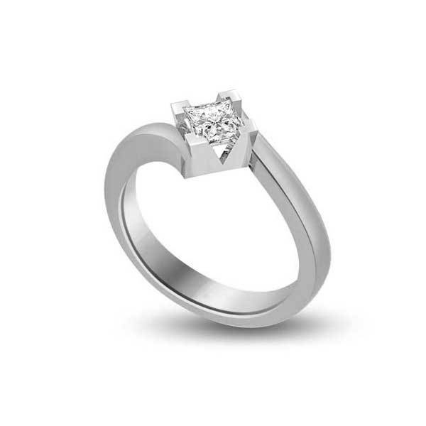Anello di fidanzamento solitario con diamante in Oro Bianco 18ct - R216
