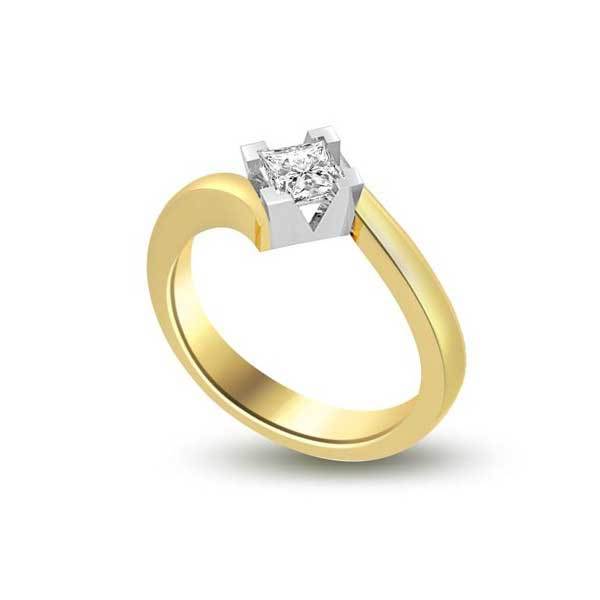 Anello di fidanzamento solitario con diamante in Oro Giallo 18ct - R216