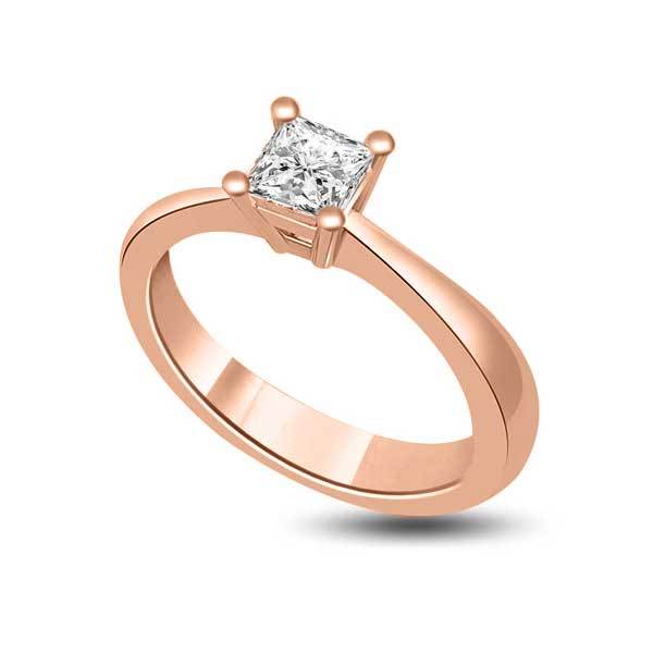 Anello di fidanzamento solitario con diamante in Oro Rosa 18ct - R248