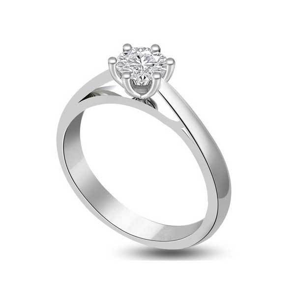 Anello di fidanzamento solitario con diamante in Oro Bianco 18ct - R255