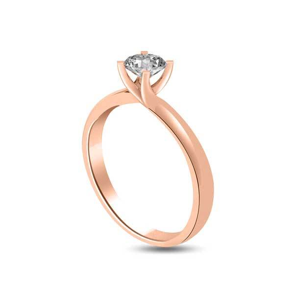 Anello di fidanzamento solitario con diamante in Oro Rosa 18ct - R258