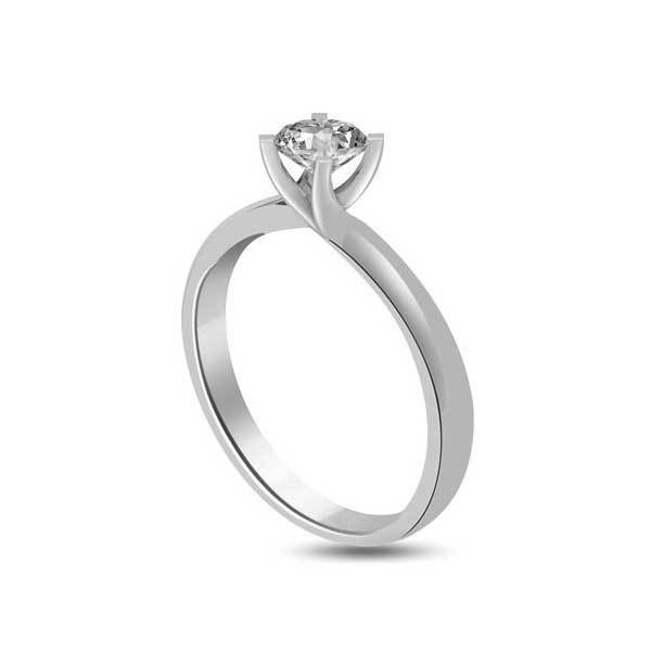 Anello di fidanzamento solitario con diamante in Oro Bianco 18ct - R258