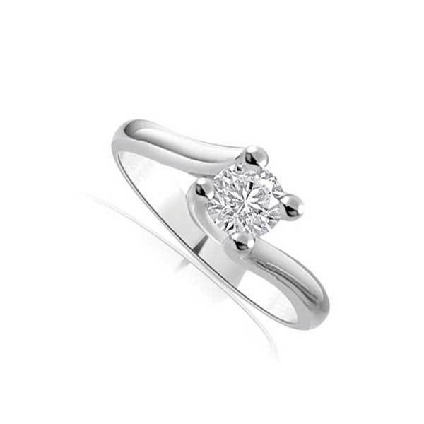 anello di fidanzamento solitario con diamante certficato in oro bianco 18 carati modello Valentino