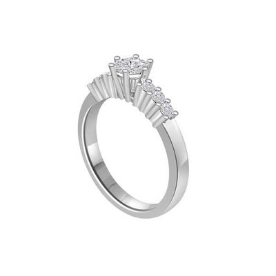 Anello di fidanzamento Solitario Composto con diamanti sul gambo in Oro Bianco 18ct - R101