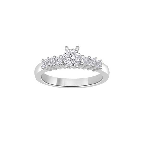 Anello di fidanzamento Solitario Composto con diamanti sul gambo in Platino - R101