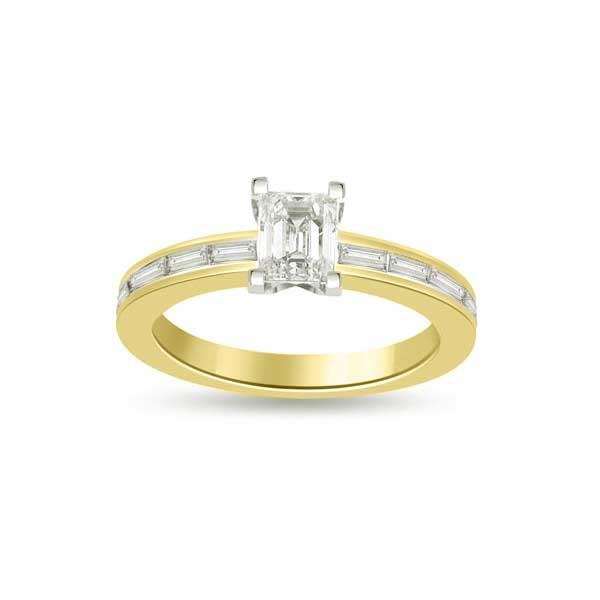 Anello di fidanzamento solitario composto con diamanti sul gambo in Oro Giallo 18ct - R187