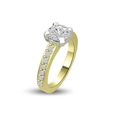 Anello di fidanzamento Solitario Composto con Diamanti sul gambo in Oro Giallo 18ct - R280