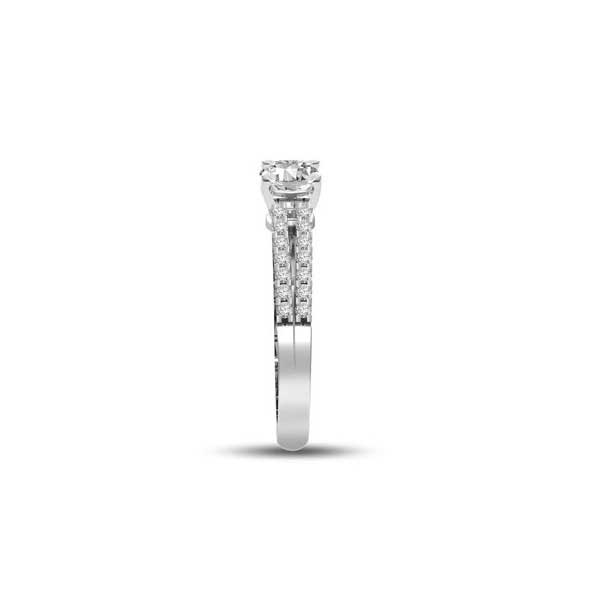 Anello di fidanzamento Solitario Composto con diamanti sul Gambo in Oro Bianco 18ct - R281
