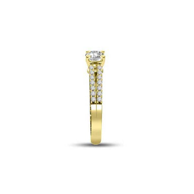 Anello di fidanzamento Solitario Composto con diamanti sul Gambo in Oro Giallo 18ct - R281