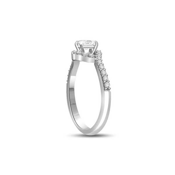 Anello di fidanzamenti Solitario Composto con diamanti sul gambo in Oro Bianco 18ct - R290