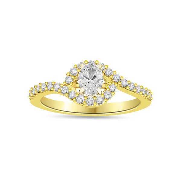 Anello di fidanzamenti Solitario Composto con diamanti sul gambo in Oro Giallo 18ct - R290