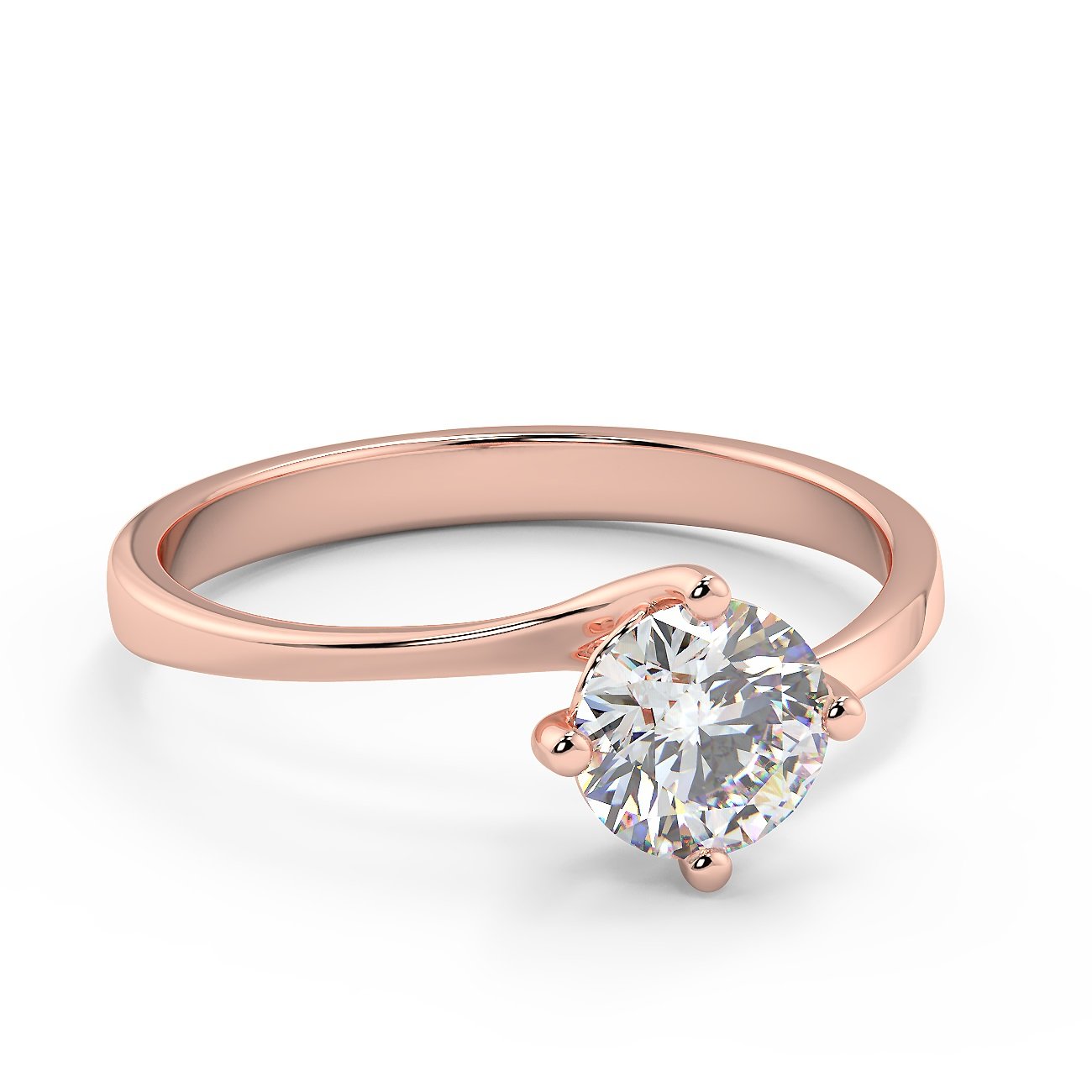 Anello di fidanzamento solitario con diamante in Oro Rosa 18ct - R998